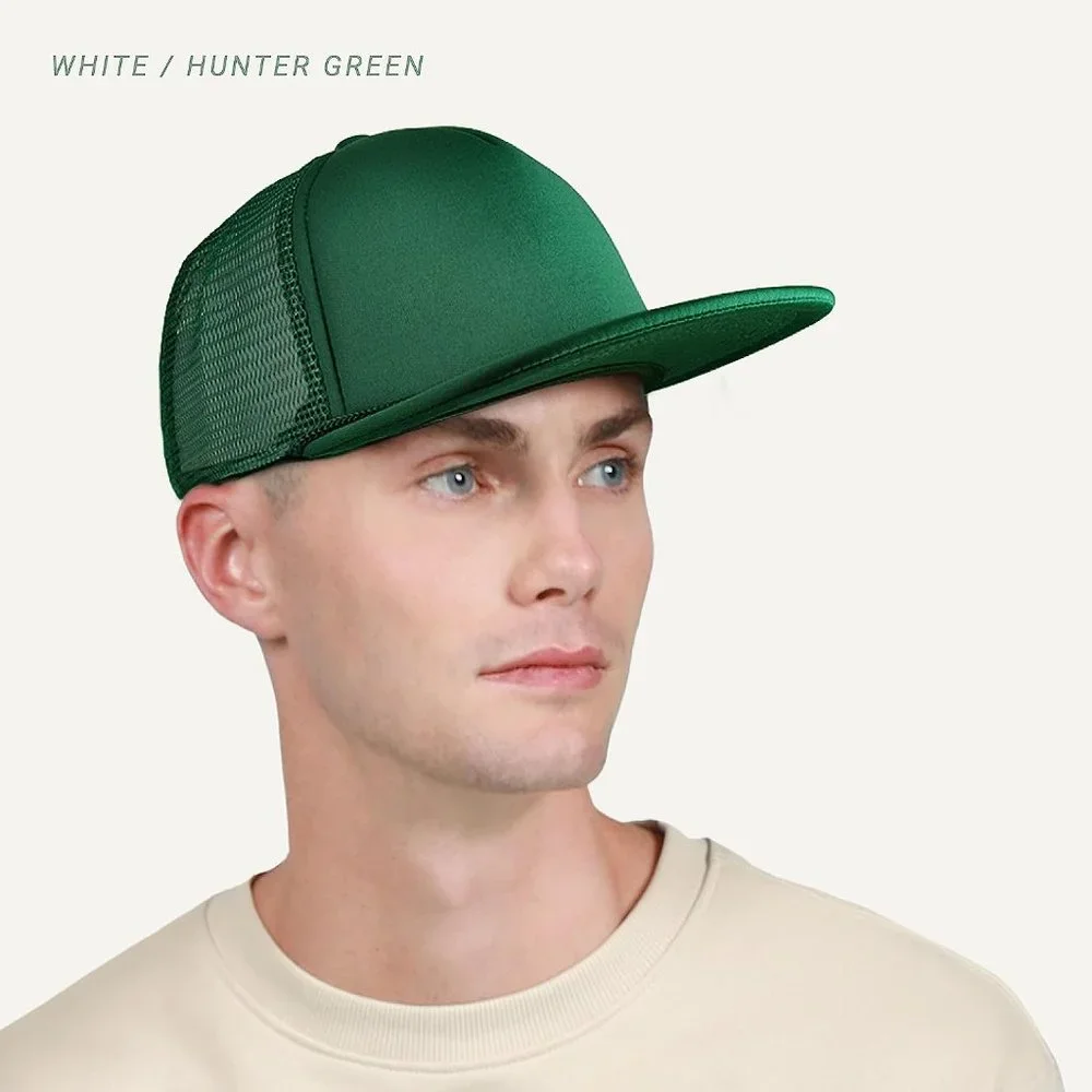 Men Mesh Snapback Trucker Flat Bill Foam Top Hat
